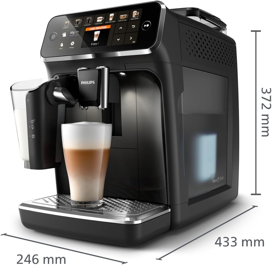 Philips EP5441/50 5400 Series LatteGo Kaffeevollautomat – 12 Getränke, Keramikmahlwerk, Matt Schwarz