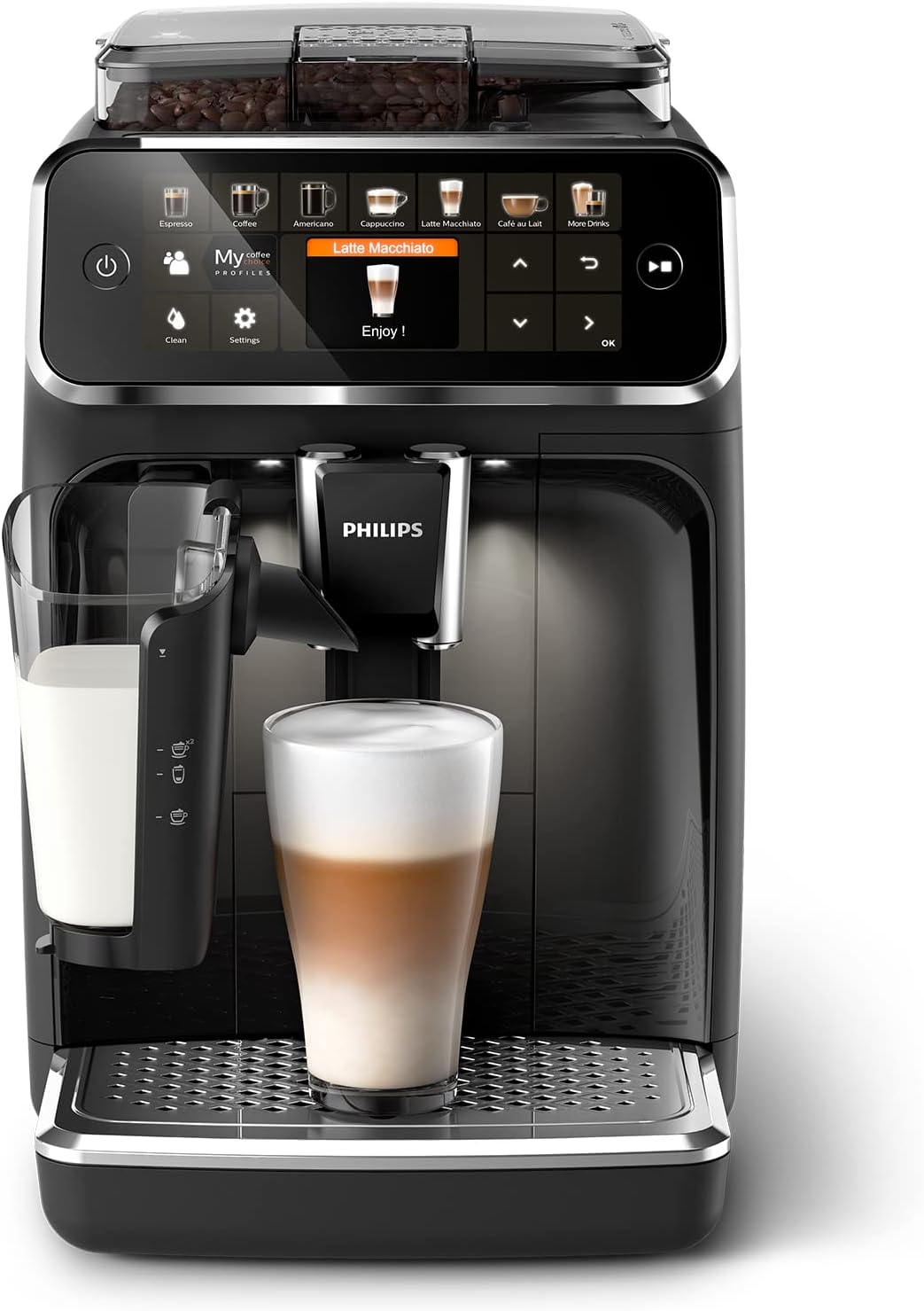 Philips EP5441/50 5400 Series LatteGo Kaffeevollautomat – 12 Getränke, Keramikmahlwerk, Matt Schwarz