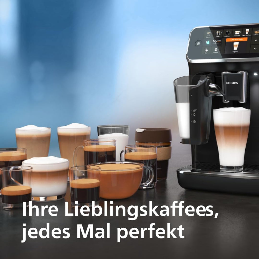 Philips EP5441/50 5400 Series LatteGo Kaffeevollautomat – 12 Getränke, Keramikmahlwerk, Matt Schwarz