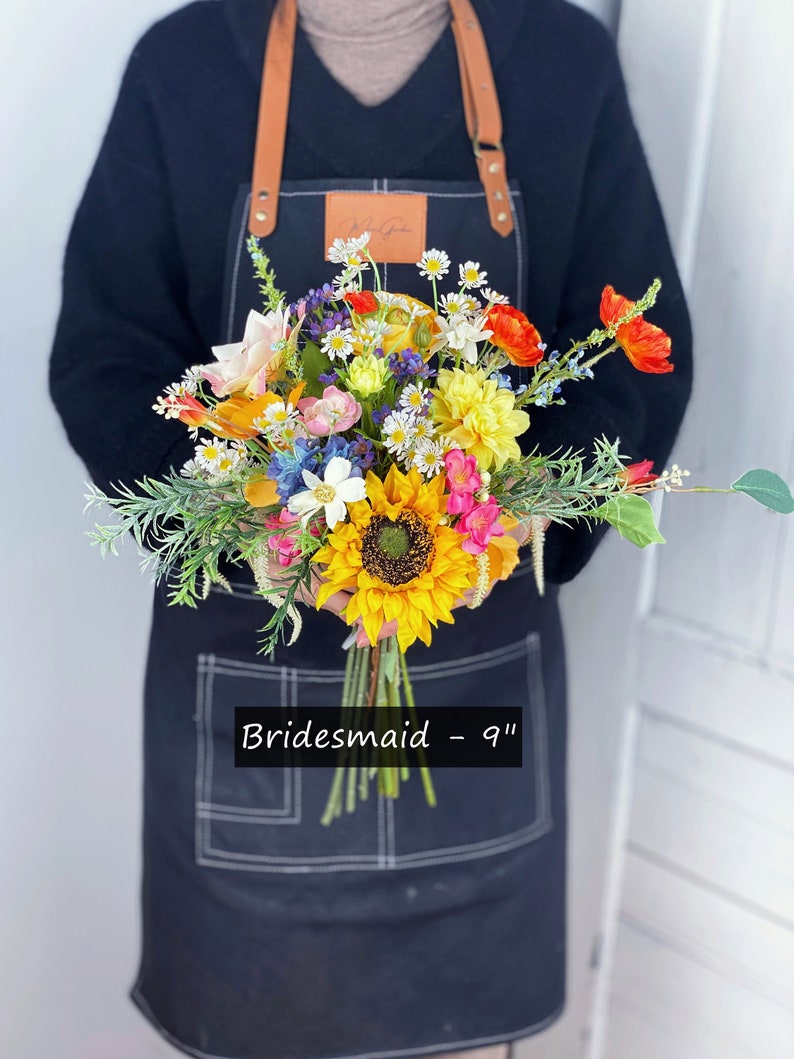 Wildflower Bridal Bouquet, Summer Wedding Bouquet, Boho Flower Bouquet,  Design in Sunflowers, Daisies, Dahlia and Ranunculus