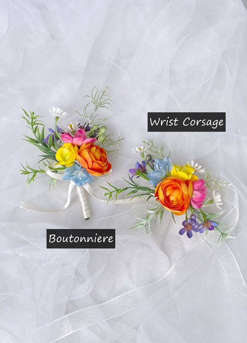 Wildflower Bridal Bouquet, Summer Wedding Bouquet, Boho Flower Bouquet,  Design in Sunflowers, Daisies, Dahlia and Ranunculus