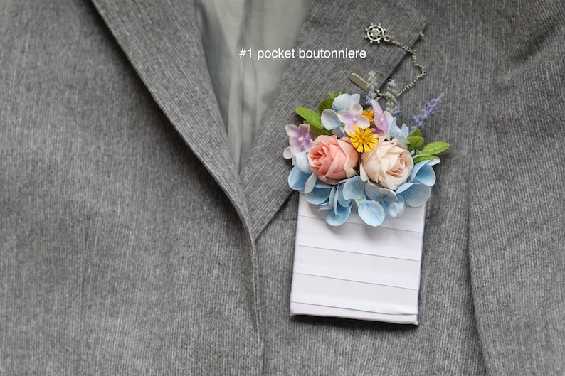Handmade Colorful Faux Wildflower Bridal Bouquet: Spring Summer Wedding in Light Yellow, Pink, Blue, Dahlia, Rose, Poppy, Ranunculus, Daisy