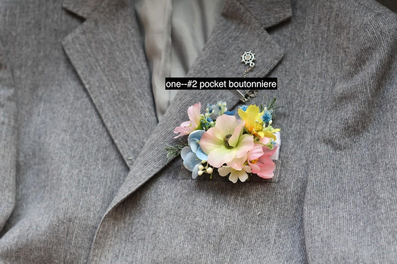 Handmade Colorful Faux Wildflower Bridal Bouquet: Spring Summer Wedding in Light Yellow, Pink, Blue, Dahlia, Rose, Poppy, Ranunculus, Daisy