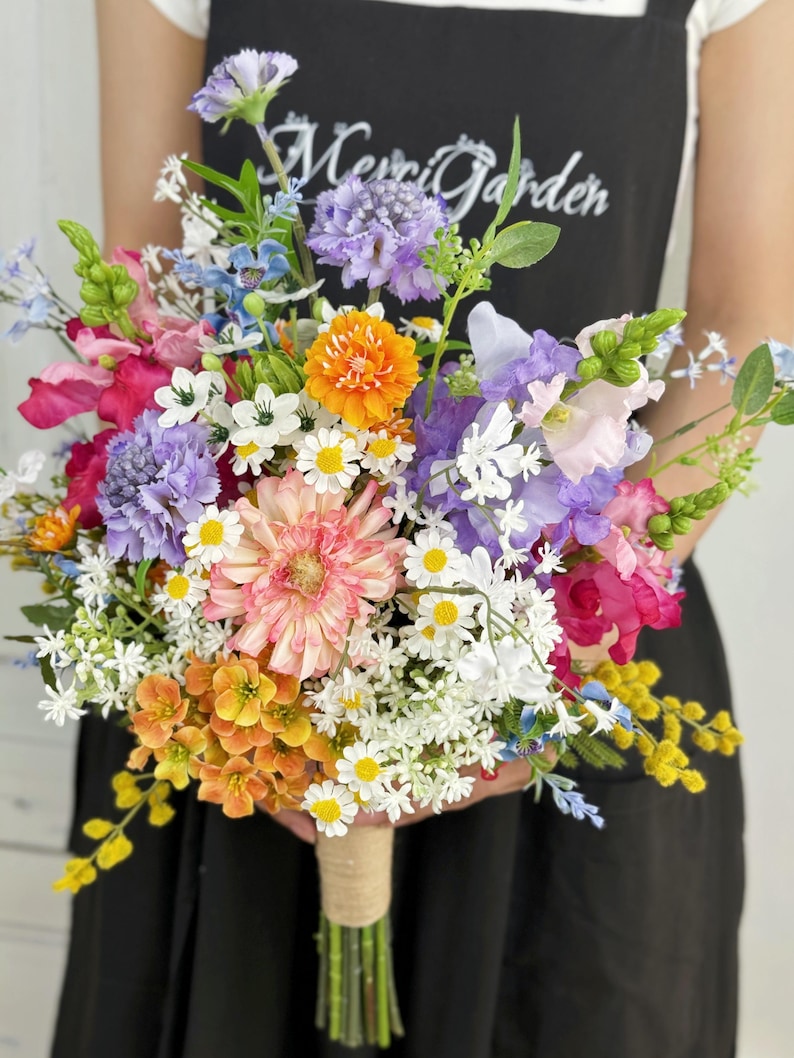 Summer Vibe Wildflowers Bridal Bouquet, Jewel Tone Color, Modern Bridal Trends, Destination Wedding Flower